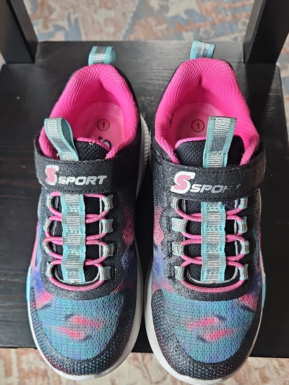 S Sport by Skechers Kids' Cora Glitter Sneakers Black Size 1